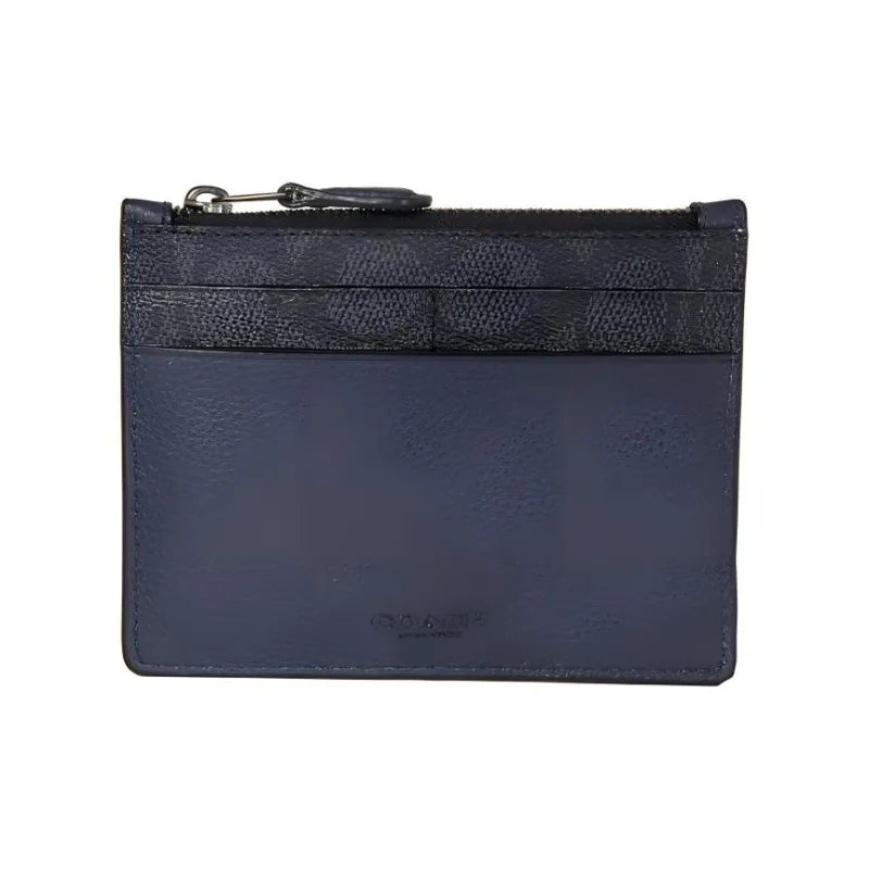 COACH Canvas With Leather Card Holder Tubas Women's Blue-3