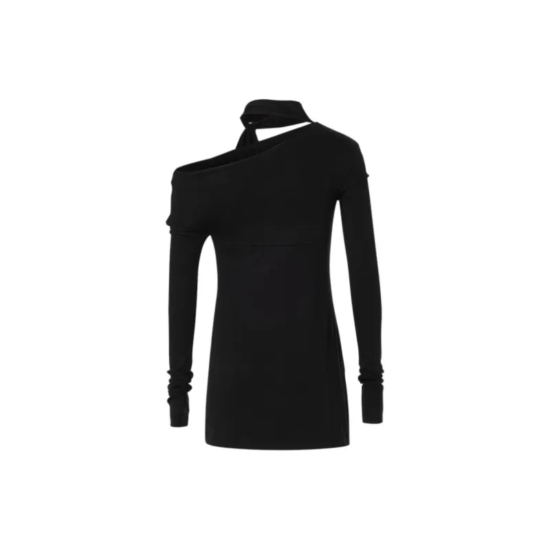 NOT YOUR ROSE FW24 Shirring Scarf Dress Skirt Set Women's Black-1