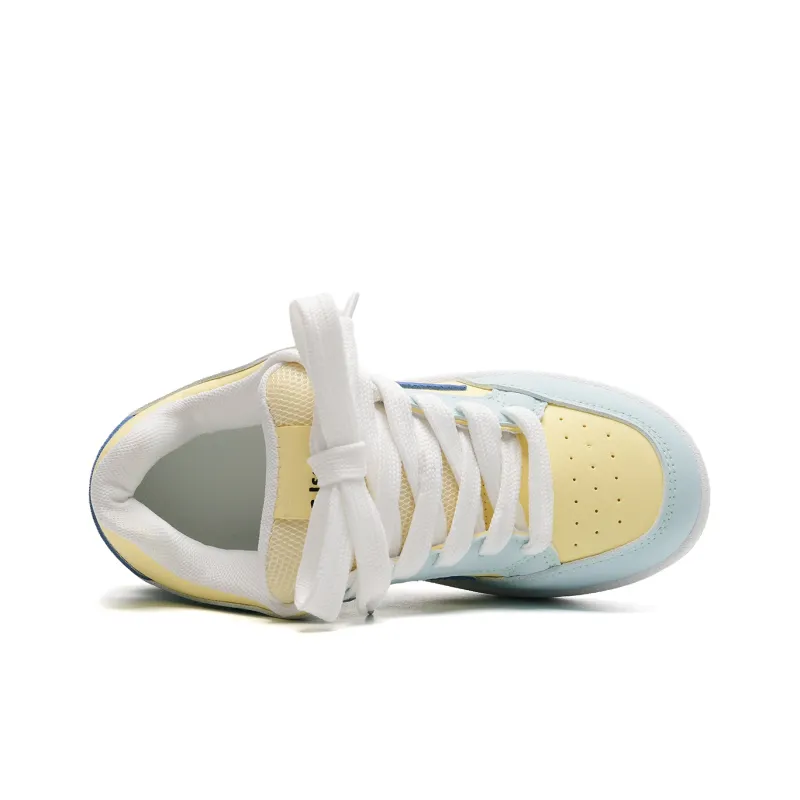 OAOQ Low Top Skateboard Shoes Women's Blue Yellow-4