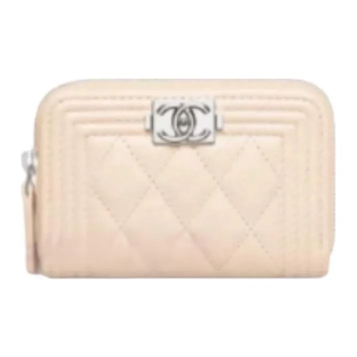 CHANEL Calfskin Coin Purse Women's Light Beige-0