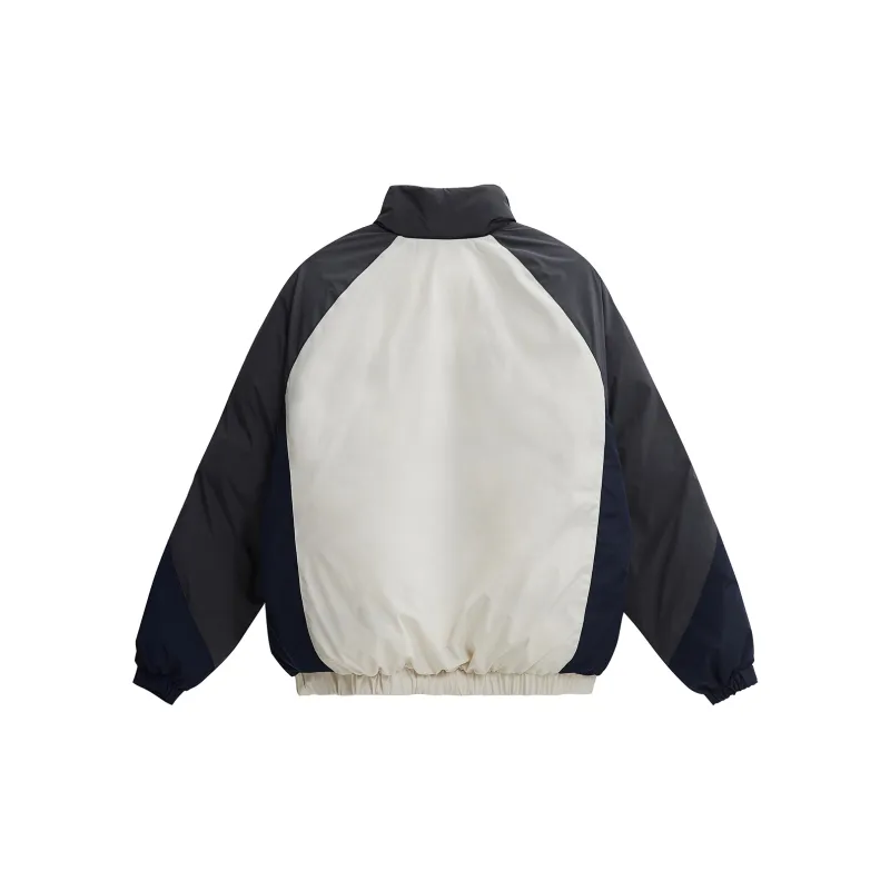 NANDCHN Puffer Jacket Unisex White & Navy Blue-1
