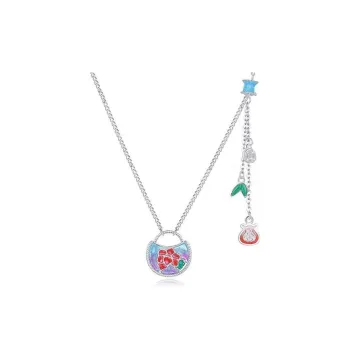 Kim Heng Hee S999 Fine Silver Enamel Money Perfume Bag New Chinese Style Chinese Style Auspicious Necklace Set Women's