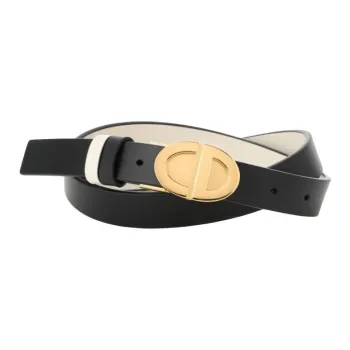 DIOR Calfskin, Brass, Leather Belts Women's Black/White Width 2CM