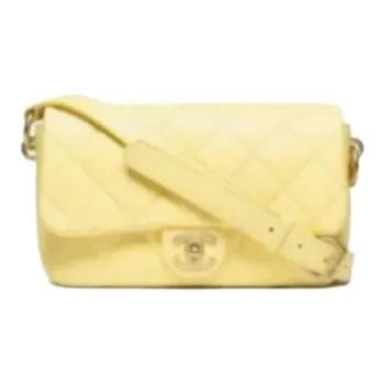 CHANEL Lambskin Shoulder Bag, Crossbody Bag Women's Light Yellow
