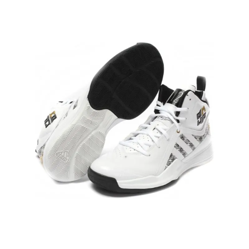 Adidas D HOWARD 5 Anti Slip Wear Resistant Mid Top Basketball Shoes Men's White-3