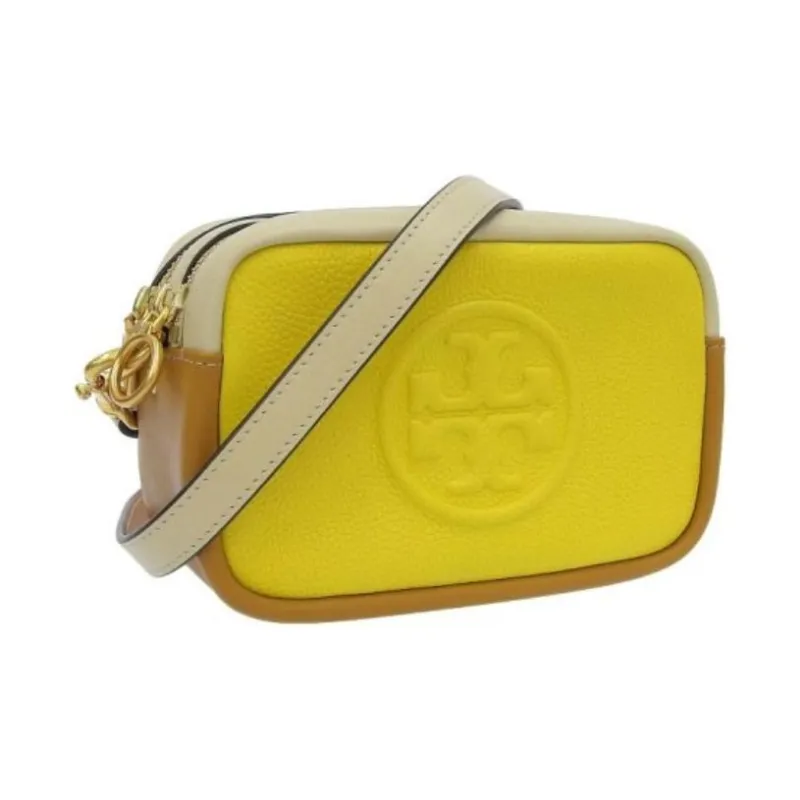 TORY BURCH PerryBOMBÉ Litchi Grain Leather Camera Bag Shoulder Bag Crossbody Bag Mini Women's Yellow/Orange-1