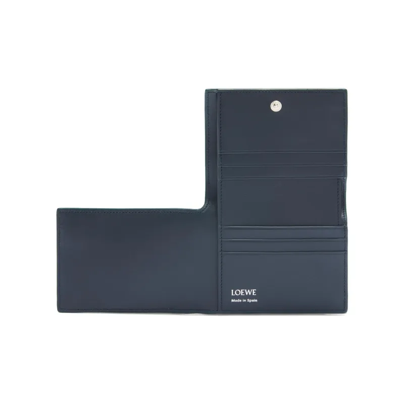 LOEWE Shiny Nappa Calfskin Wallet Men's Evergreen & Dark Marine Blue-3