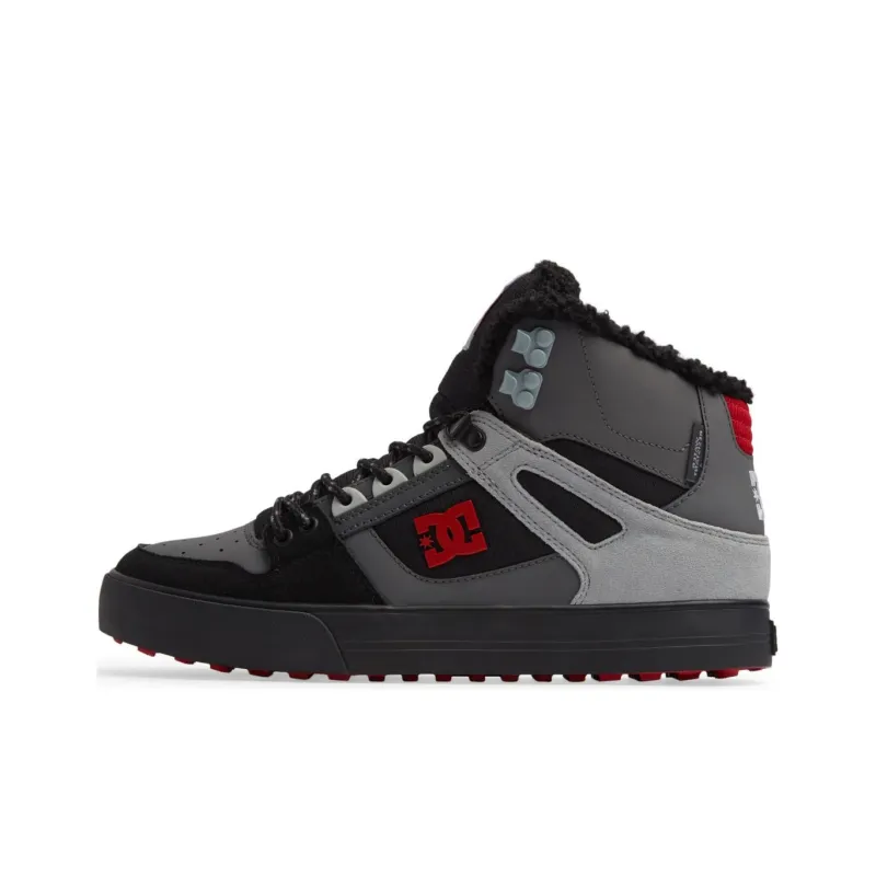 DC Shoes Pure High WNT Anti Slip Wear Resistant High Top Casual Shoes Men's Gray Black Red-0