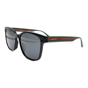 GUCCI Red Green Webbing Acetate Square Frame Sunglasses Black