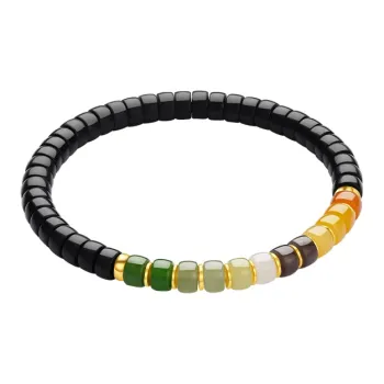CHOW TAI SENG Beaded Bracelet Fortune Black Jade Unisex