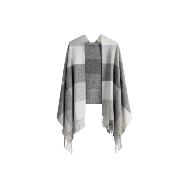 VANESSA HOGAN 100% Australian Wool Plaid Plush Yarn Shawl Cloak Unisex-2