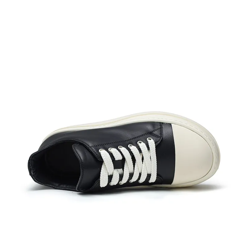 ΛOLUNKΛ Anti Slip Wear Resistant Low Top Skateboard Shoes Unisex Black-3