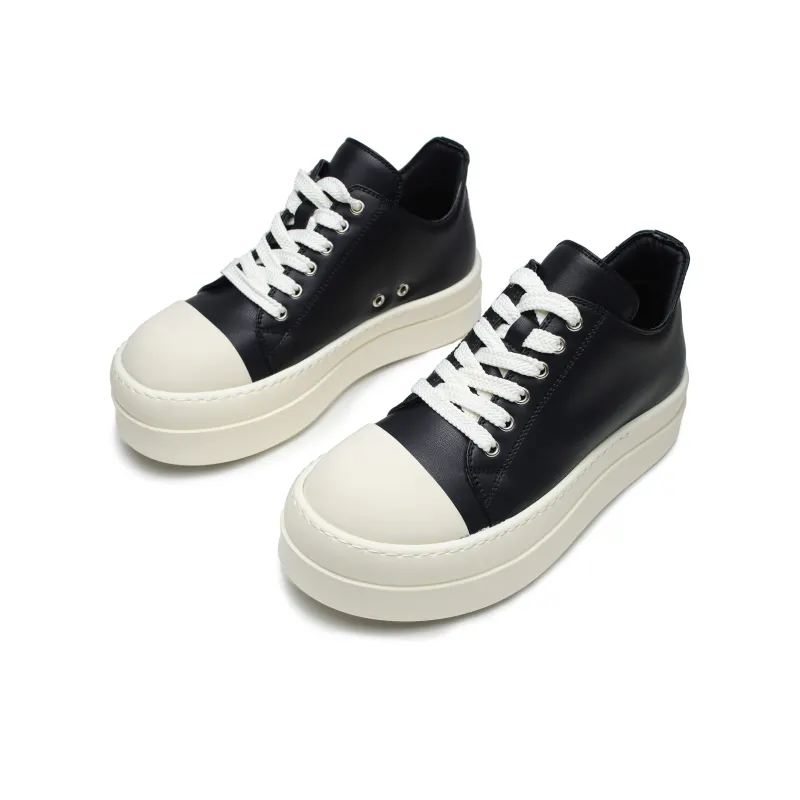 ΛOLUNKΛ Anti Slip Wear Resistant Low Top Skateboard Shoes Unisex Black-7
