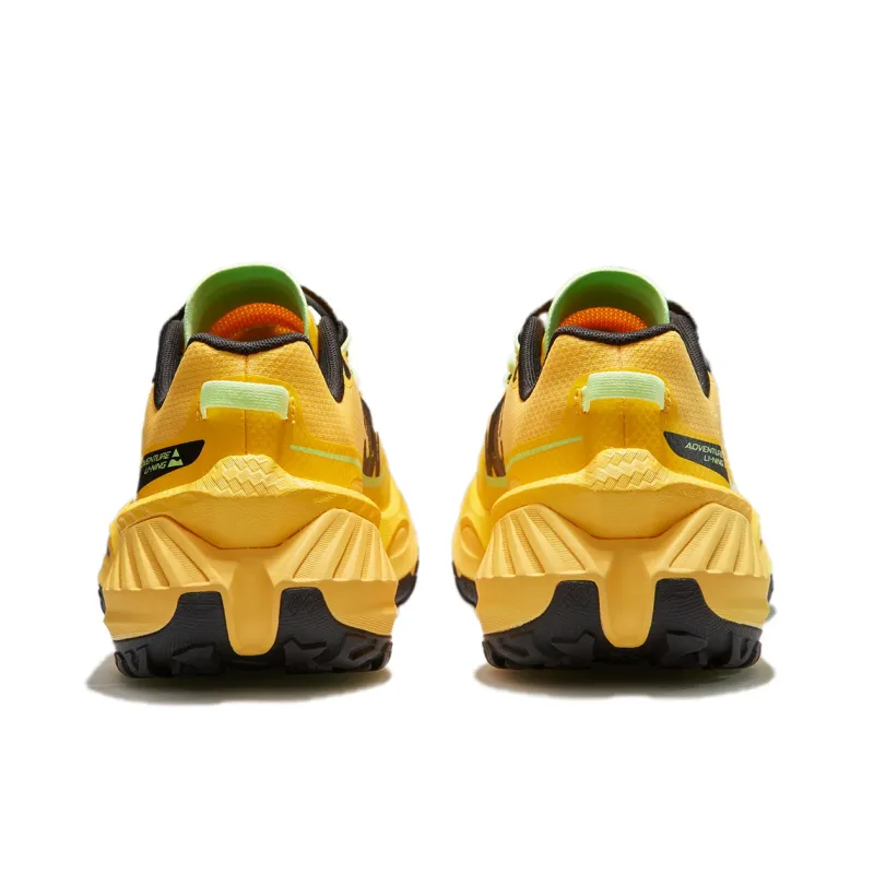 LiNing Cushioned Slip Resistant Abrasion Resistant Low Top Trail Running Shoes Men's Yellow-5