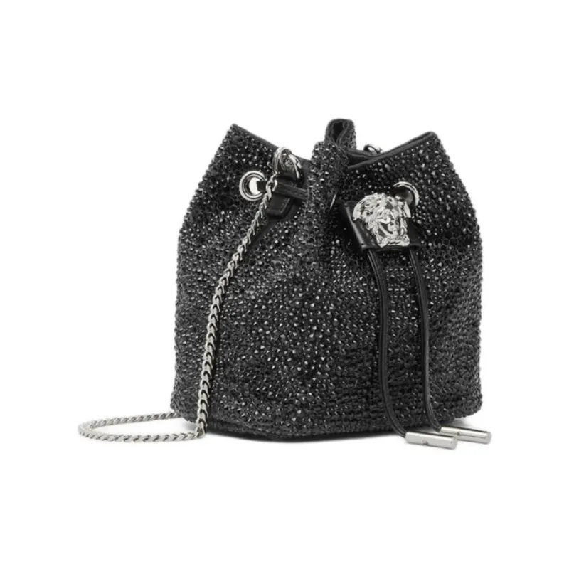 VERSACE La Medusa Viscose Bucket Bags Shoulder Bag Crossbody Bag Handbag Mini Women's Black-1