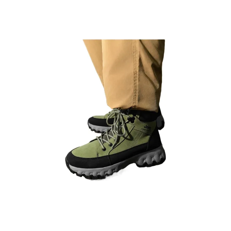 Jeep Wear Resistant Slip Resistant Short Outdoor Boots Men's Army Green-1