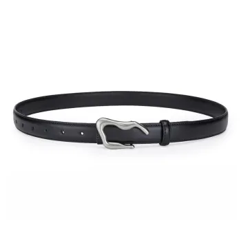 Jeccieziio Cow Leather Leather Belts Unisex Silver 2.5cm
