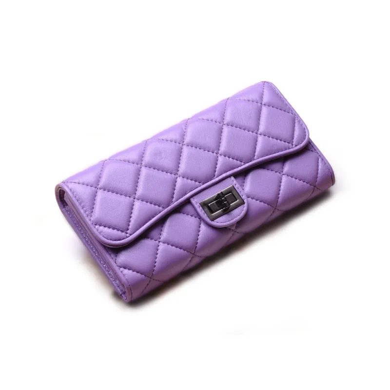 DIFENISE Top Grain Sheepskin Money Clip Handheld Cell Phone Card Holder Wallet Regular Women's Multicolor-6