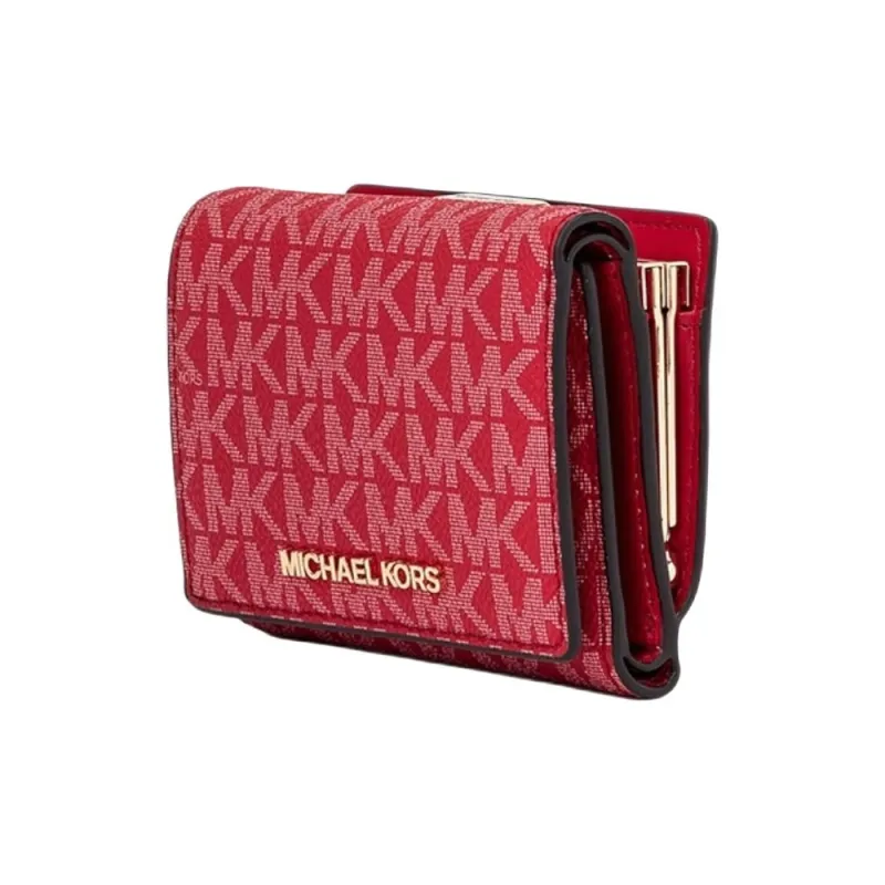 MICHAEL KORS Jet Set Travel Coated Canvas Wallet Medium Size Women's Bright Red-1