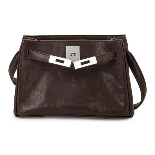 VENOF Genuine Top Grain Cow Leather Crossbody Bag, Shoulder Bag Small Size Women's Rich Coffee/Raw Chocolate Black