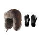Brown Hats & Caps+Black Gloves