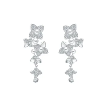 BABYBEI 925 Silver Plated In 18K White Gold Clip On Earrings Women's