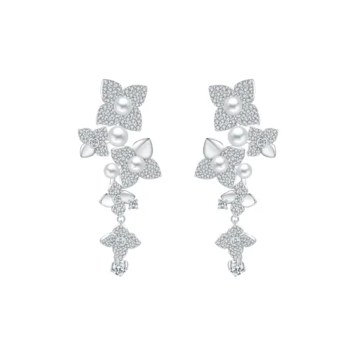 BABYBEI 925 Silver Plated In 18K White Gold Clip On Earrings Women's