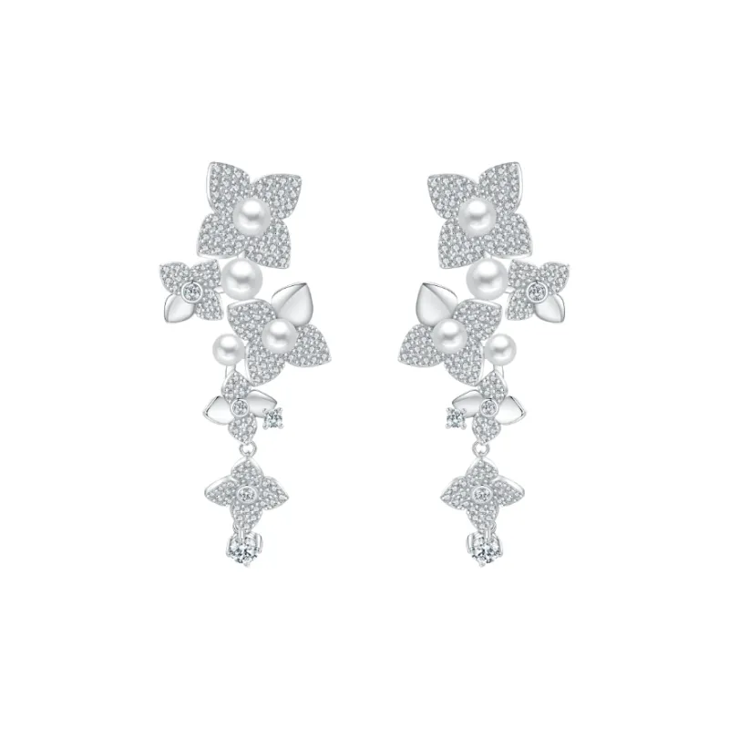BABYBEI 925 Silver Plated In 18K White Gold Clip On Earrings Women's-0