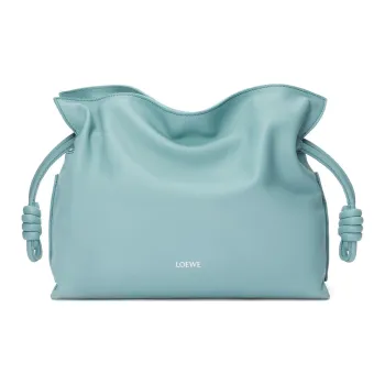 LOEWE Flamenco Napa Calf Leather Clutch Bag Over The Shoulder Medium Size Women's Blue