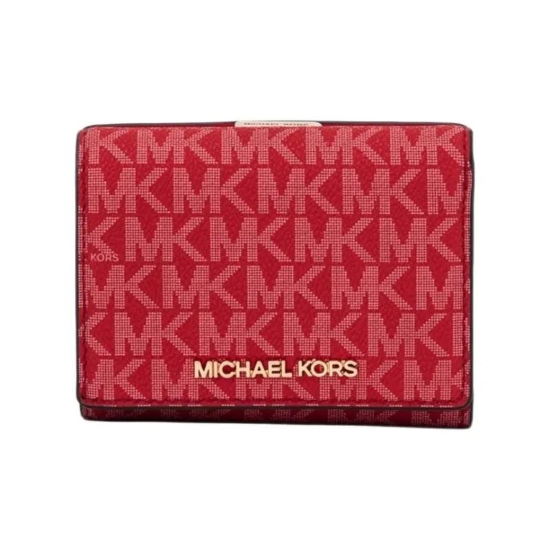 MICHAEL KORS Jet Set Travel Coated Canvas Wallet Medium Size Women's Bright Red-0