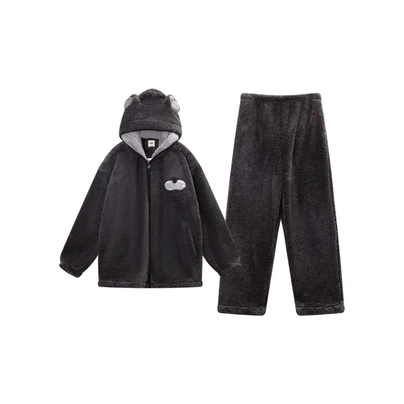 YSO Cool Cat Series Pajama Set Unisex Dark Heather Gray-0