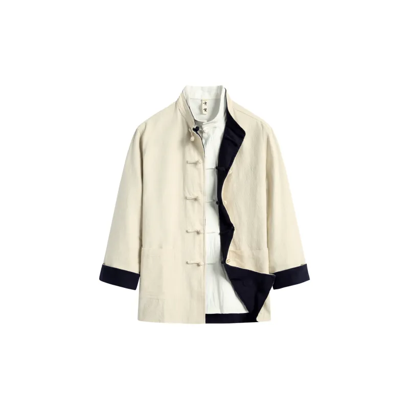 XUANSHENG Jackets Coats Men's Hemp-5
