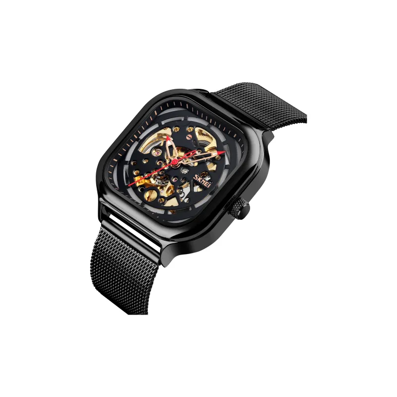SKMEI Automatic Mechanical Movement Stainless Steel Strap Watch Unisex White Dial-5