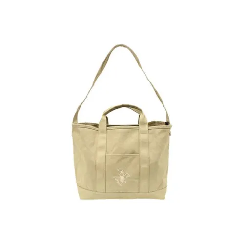 BEVERLY HILLS POLO CLUB Cotton Fabric Tote Bag Shopping Bag Shoulder Bag Handbag Unisex Khaki