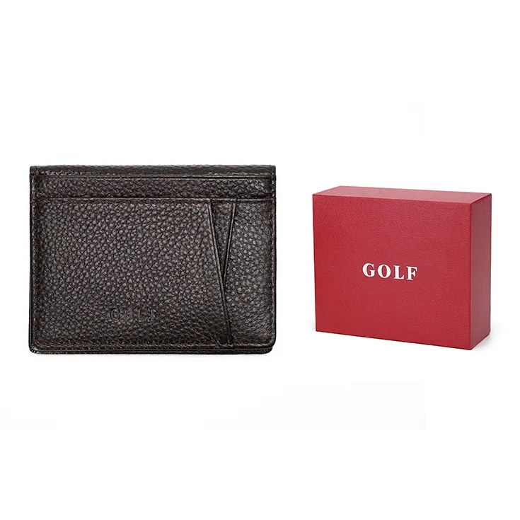 GOLF Cow Leather Bonded Synthetic Leather Card Holder Regular Men's Black/Coffee-7