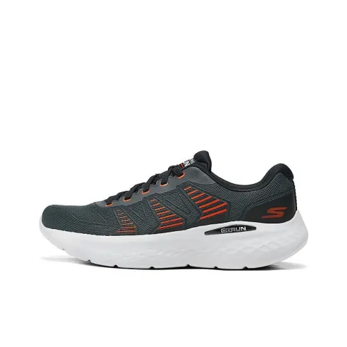 Skechers MEN'S GO Cushioned Slip Resistant Low Top Running Shoes Men's Gray Orange