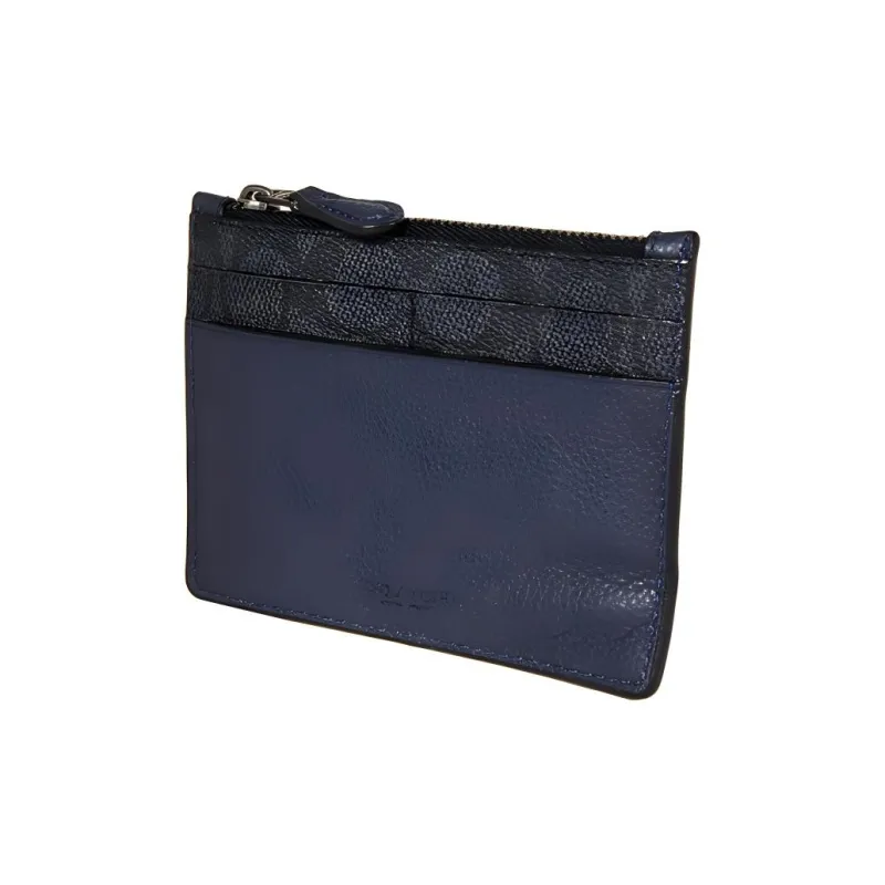 COACH Canvas With Leather Card Holder Tubas Women's Blue-1
