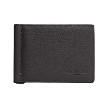 COACH Litchi Grain Leather Wallet Mini Women's Graphite