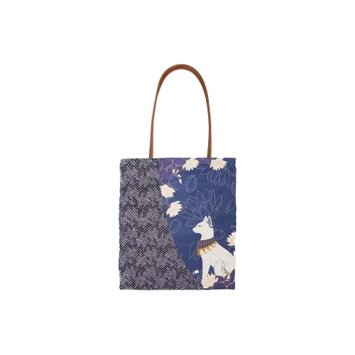 The British Museum Fabric Canvas Bag Tote Shoulder Bag Unisex Blue & Multicolor