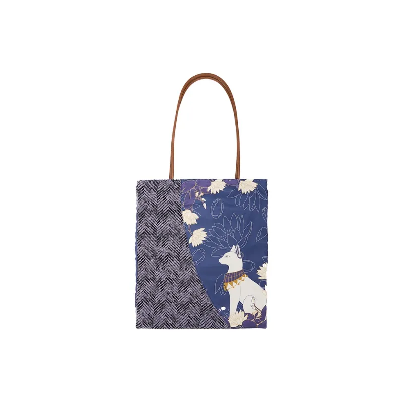The British Museum Fabric Canvas Bag Tote Shoulder Bag Unisex Blue & Multicolor-0