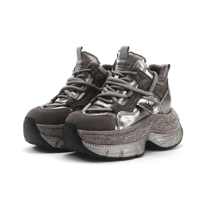 TOM TAILOR Black Obsidian Red Flame Tactical Boots Mid Top Chunky Sneakers Women's-2