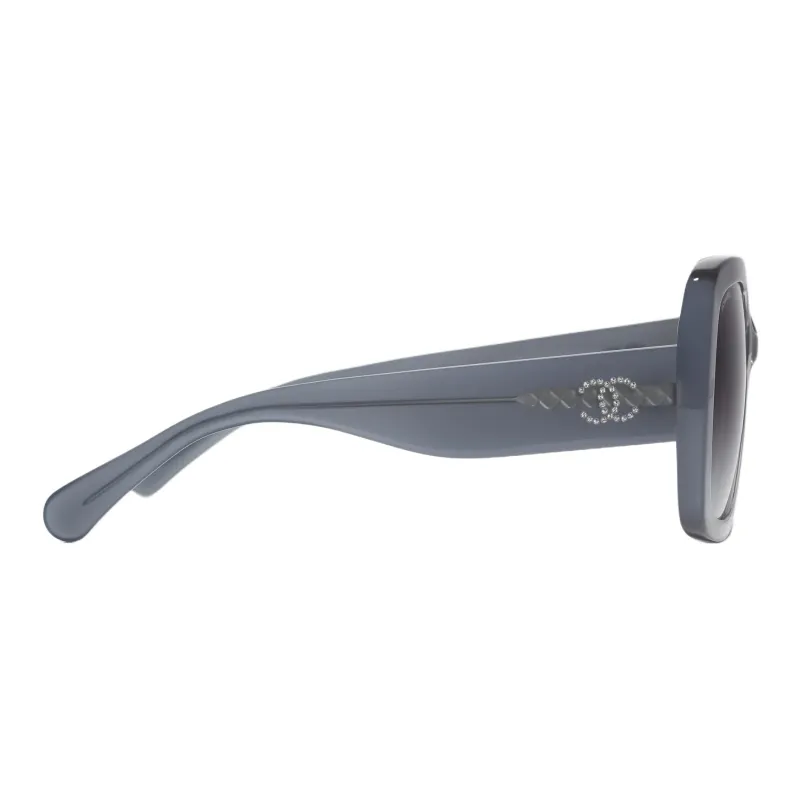 CHANEL High-grade Resin Square Sunglasses Unisex Gray Blue-2