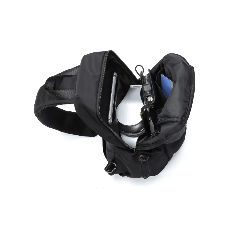 JEANSWEST Fabric Sling Bag Crossbody Bag Backpack Regular Unisex Black/Gray-3