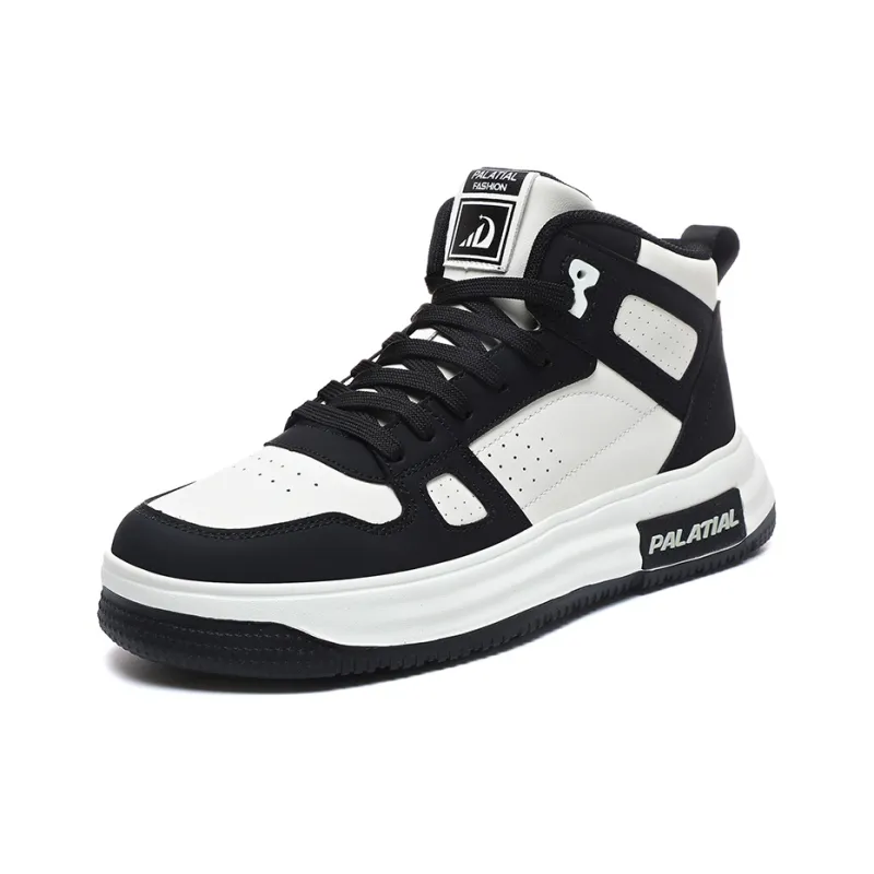 PALATIAL Skateboard Shoes Men High Top Black Rice/Light Gray Black/Brown-1