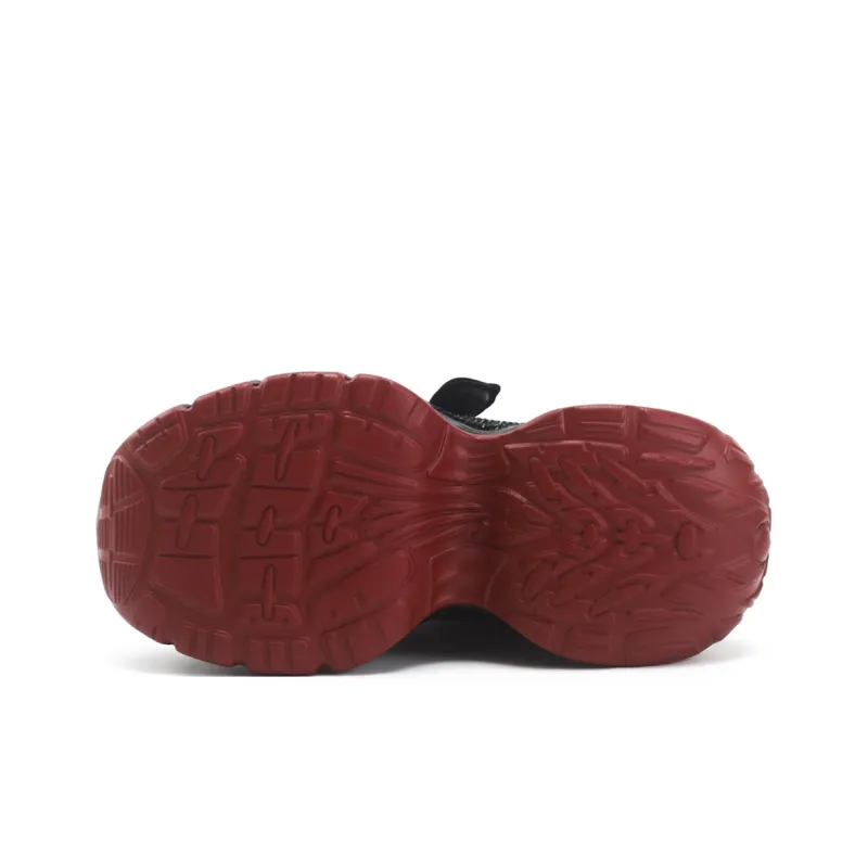 TOM TAILOR Black Obsidian Red Flame Tactical Boots Mid Top Chunky Sneakers Women's-6