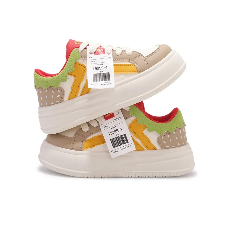 Miss Zhang Anti Slip Wear Resistant Low Top Skateboard Shoes Women's Burger Color-4