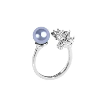 ANGEPERLE Saltwater Pearl Rings Women's Blue Gray