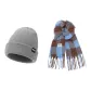 Gray Hood+Blue Coffee Scarf