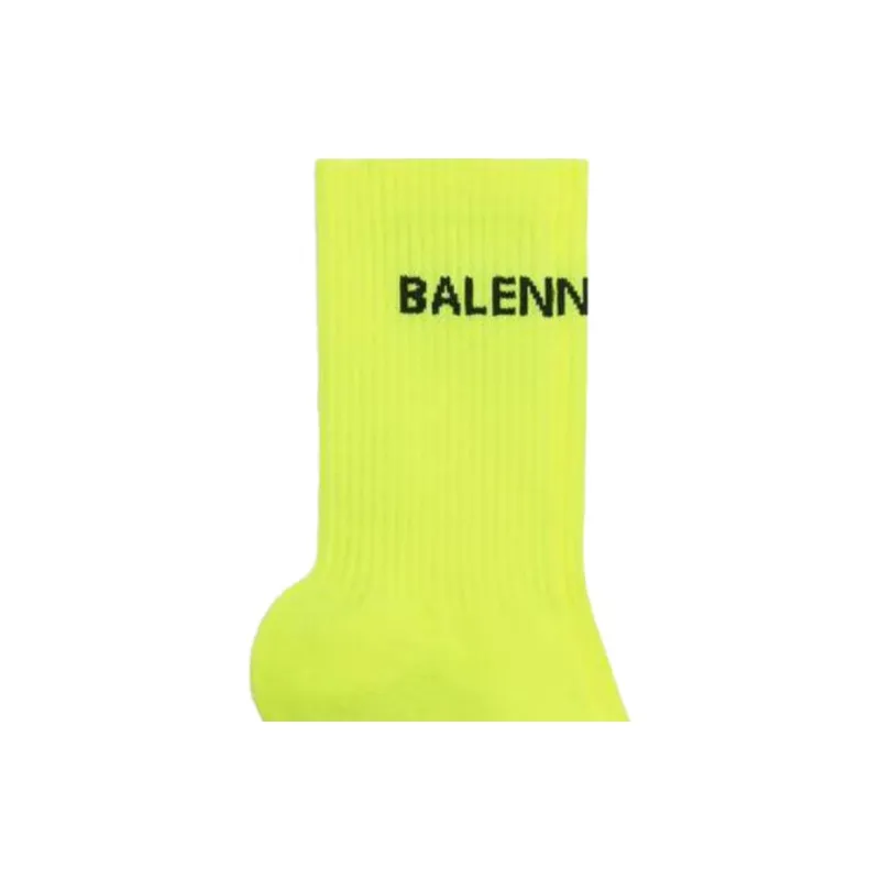 Balenciaga Logo Socks Neon Yellow/Black-2