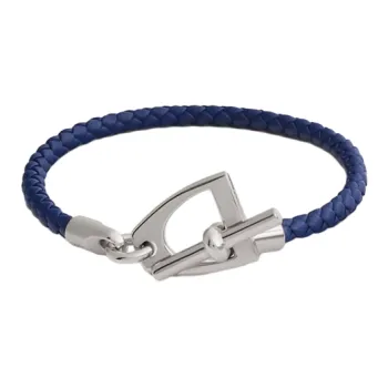 HERMES Calfskin Bracelets Unisex Sapphire Blue